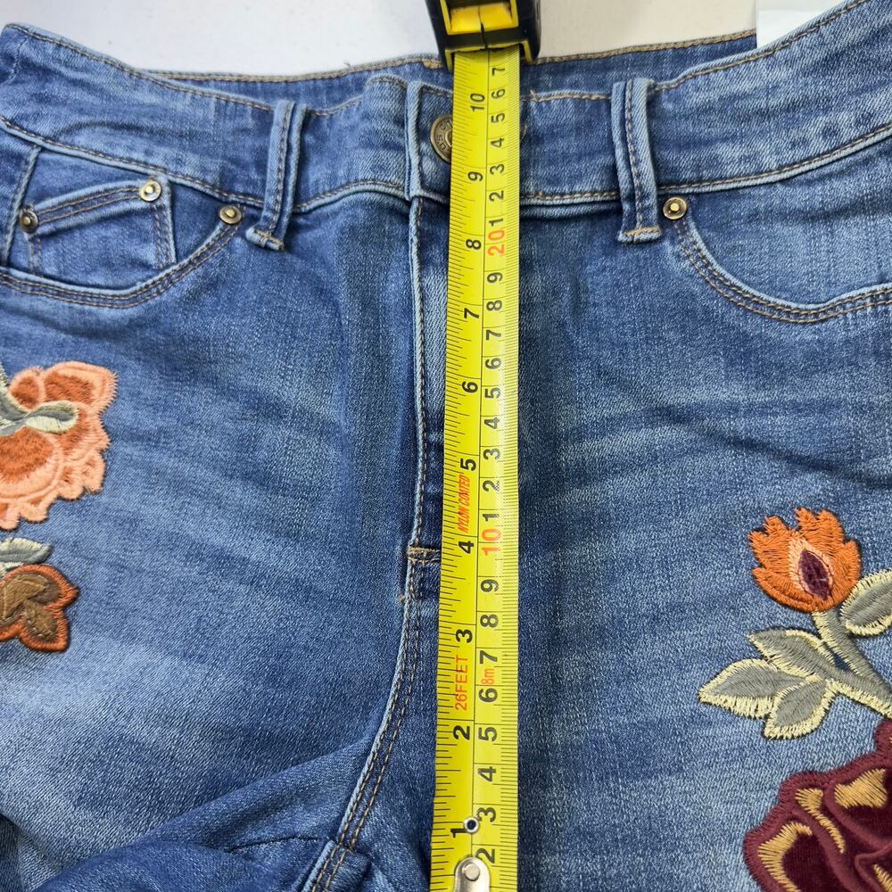 Chico’s 35th anniversary denim floral velvet embroidered jeggins sz 0.5P boho - Picture 5 of 12